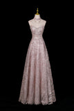 Dusty Pink Glitter Off-the-Shoulder Ball Gown Formal Evening Dress with Tulle Sleeves HZ0429