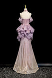 Lilac Sequin Mermaid Evening Gown Off Shoulder Formal Party Dress HZ0429
