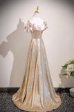 Sparkly Sequins Long Prom Dress, A-Line Off the Shoulder Long Graduation Dress HZ0429