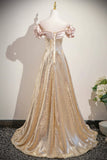 Sparkly Sequins Long Prom Dress, A-Line Off the Shoulder Long Graduation Dress HZ0429