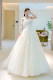 Champange Tulle Long Prom Dress, A-Line Evening Dress HZ0429