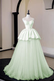 Enchanted Fairy Tale Light Green Gown, Sweetheart Neckline Spaghetti Strap Formal Dress HZ0429