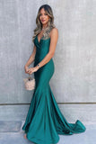 Mermaid Satin Long Prom Dresses, Mermaid Backless Party Dresses HZ0429