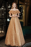 A-Line Tulle Off the Shoulder Prom Dress, Cute Evening Party Dress HZ0429