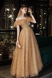 A-Line Tulle Off the Shoulder Prom Dress, Cute Evening Party Dress HZ0429
