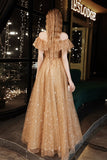 A-Line Tulle Off the Shoulder Prom Dress, Cute Evening Party Dress HZ0429