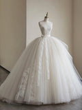 Light Champagne Ball Gown Tulle Sweetheart Long Prom Dress, Beautiful Formal Dress Sweet 16 Dress HZ0429