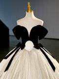 Black Velvet Long Prom Dress, Champagne A-Line Formal Dress Evening Dress HZ0429