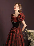 Beautiful  A-Line Floor Length Prom Dress with Rose Print, Off Shoulder Evening Party Dress HZ0429