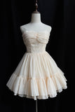 Champagne Soft Chiffon Knee Length Prom Dress, Lovely A-Line Party Dress HZ0429