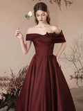 Beautiful Off the Shoulder Satin Long Prom Dress, A-Line Evening Party Dress HZ0429