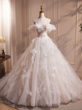 Ivory Spaghetti Strap Tulle Long Prom Dress, Lovely A-Line Formal Evening Dress HZ0429