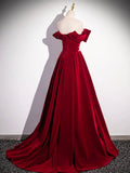 Burgundy Velvet Sequins Long Prom Dress, Elegant Off the Shoulder A-Line Formal Dress HZ0429