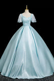 Blue Satin Long Prom Dress, Beautiful A-Line Evening Party Dress HZ0429