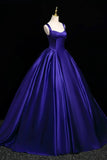 Purple Satin Long Prom Gown, A-Line Backless Evening Party Dress HZ0429