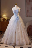 Sparkling Tulle Long Prom Dress, Beautiful A-Line Strapless Evening Party Dress HZ0429