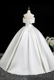 White Satin Long Prom Dress, Elegant A-Line Off the Shoulder Party Dress HZ0429