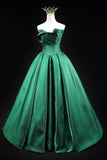 Green Satin Sequins Long Prom Dress, A-Line Strapless Evening Party Dress HZ0429