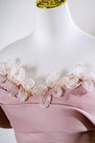 Blushing Pink Beading Appliques Prom Dress, Beautiful Off the Shoulder Party Dress HZ0429