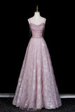 Sparkly Dusty Pink Off-the-Shoulder Prom Dress, A-Line Formal Dress with Sheer Scarf HZ0429